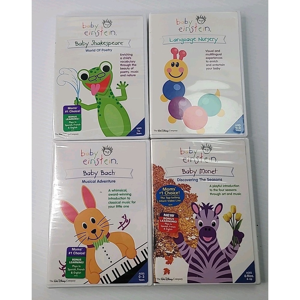 Baby Einstein DVD Lot of 4 Baby Shakespear Monet Bach Languarge Nursery SEALED